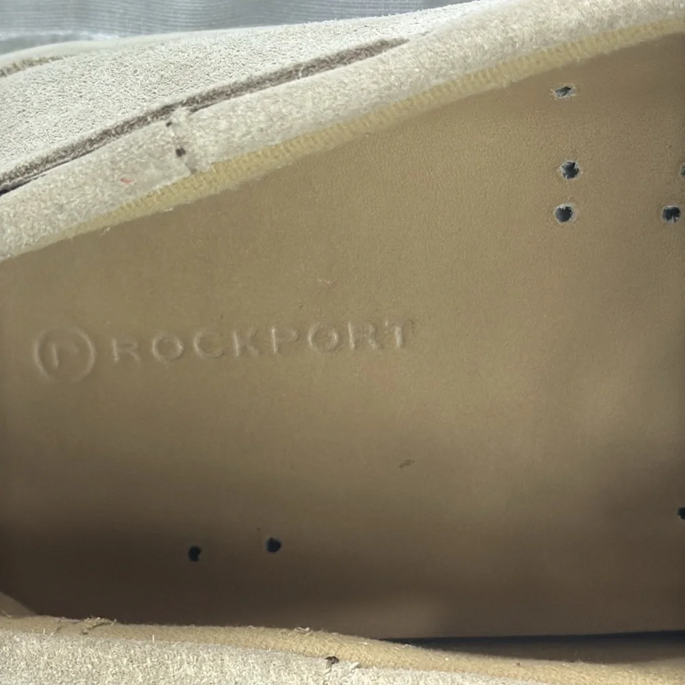 (W9) Men's Rockport Light Beige Suede Driving Moccasin Shoes-V73208- Size 13M